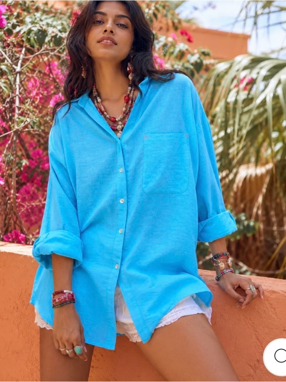 Elan Bright Sky Blue Button-Down Shirt